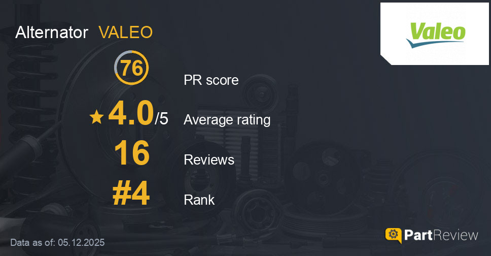 Reviews of VALEO alternator
