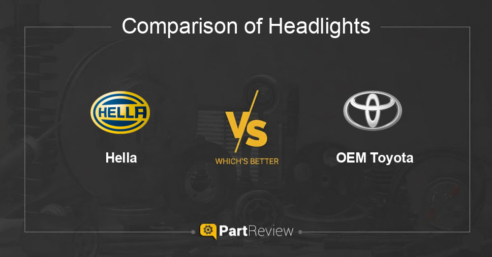 Comparison of headlights Hella and OEM Toyota