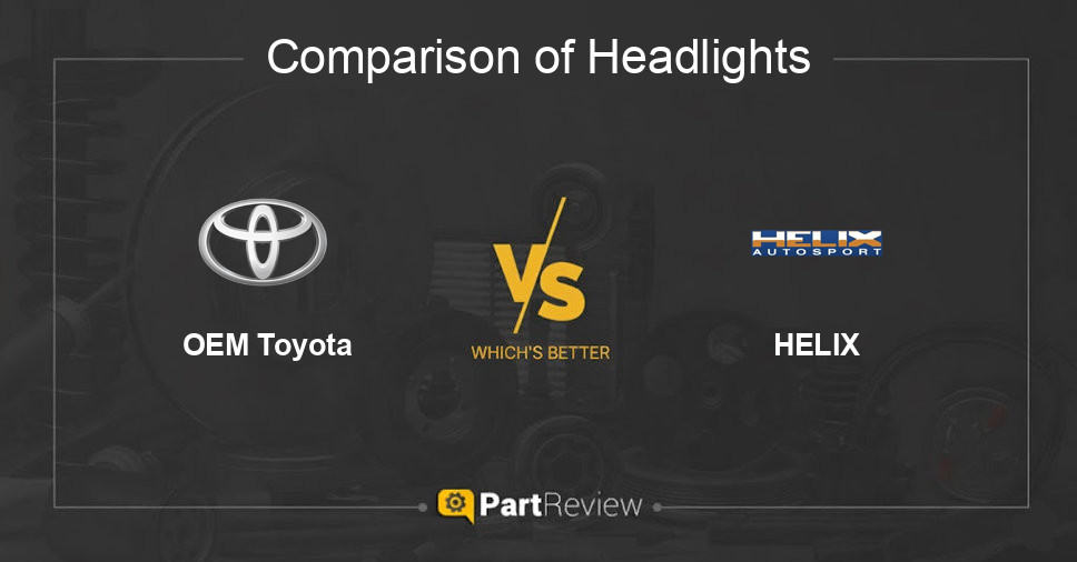Comparison of headlights OEM Toyota and HELIX