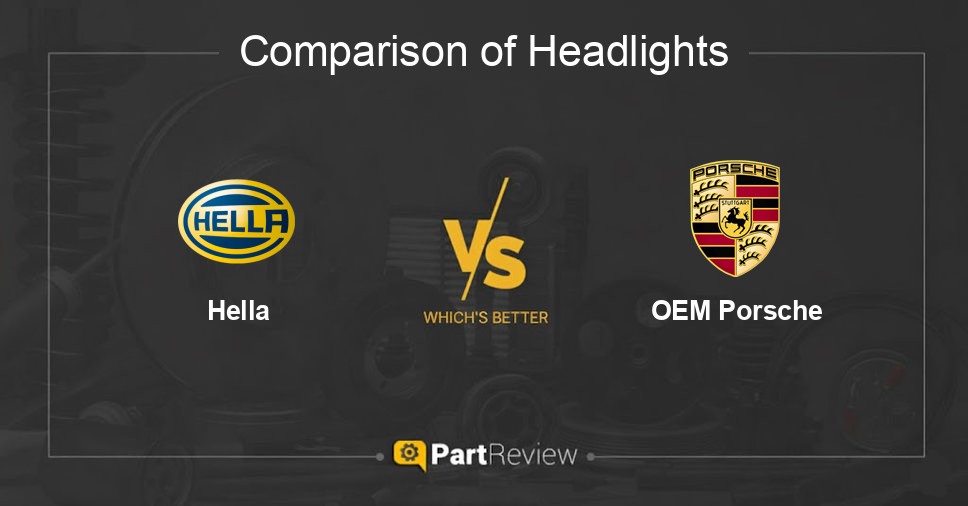 Comparison of headlights Hella and OEM Porsche
