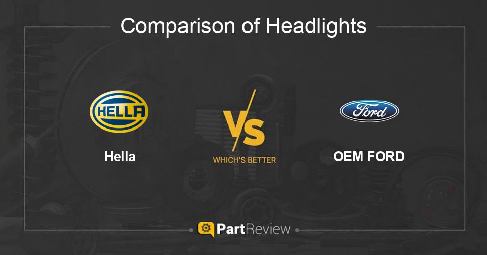 Comparison of headlights Hella and OEM FORD