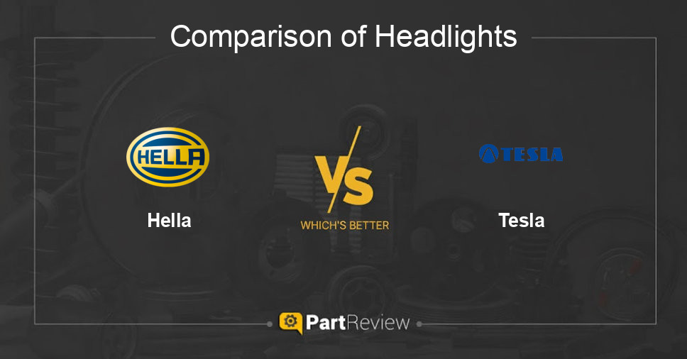 Comparison of headlights Hella and Tesla