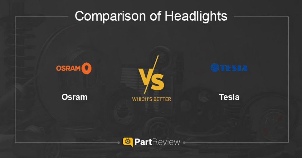 Comparison of headlights Osram and Tesla