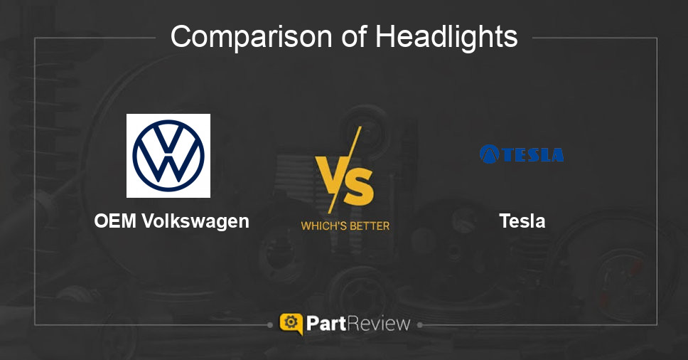 Comparison of headlights OEM Volkswagen and Tesla