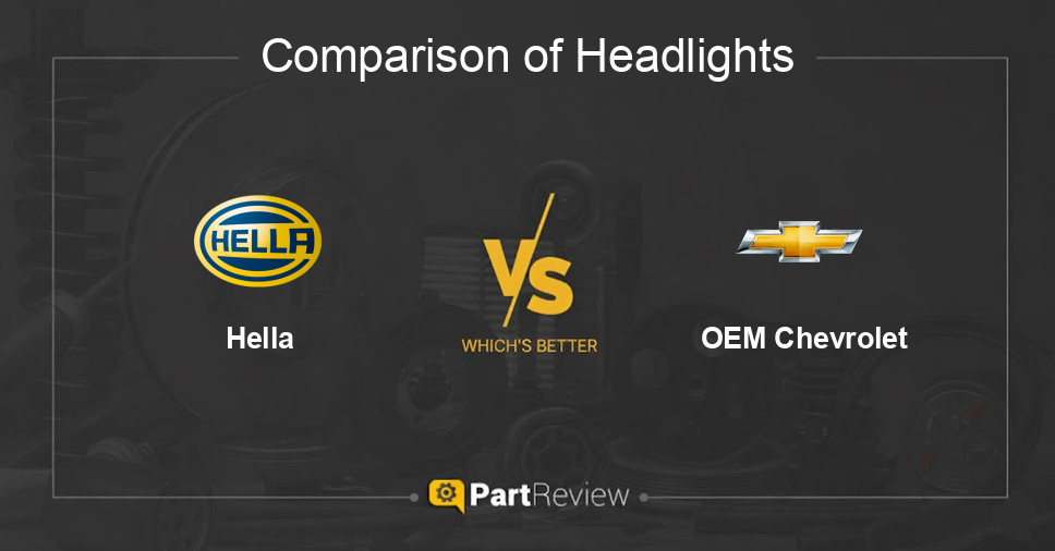 Comparison of headlights Hella and OEM Chevrolet