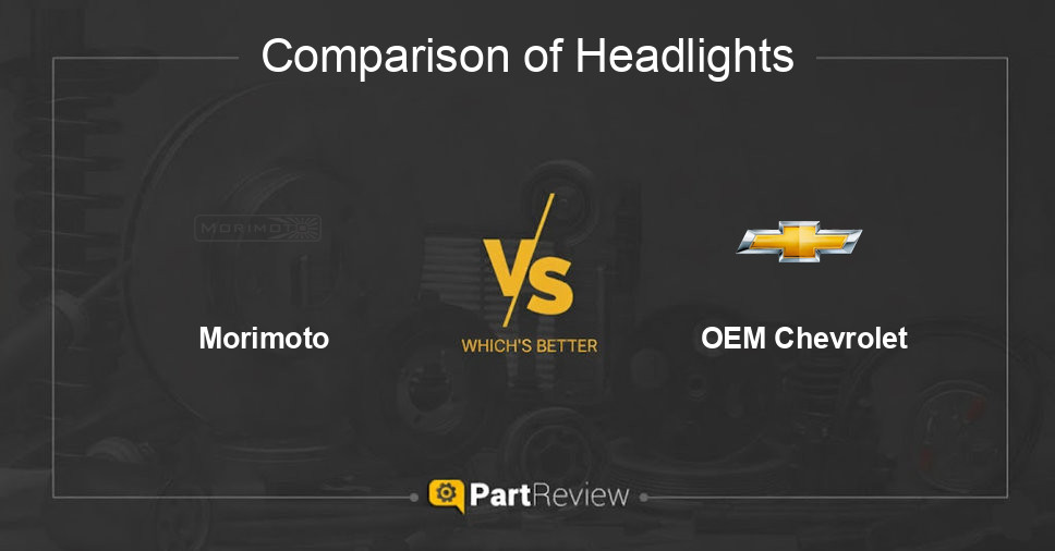 Comparison of headlights Morimoto and OEM Chevrolet