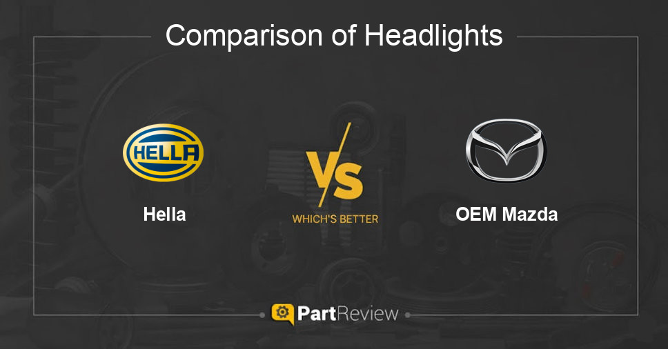 Comparison of headlights Hella and OEM Mazda