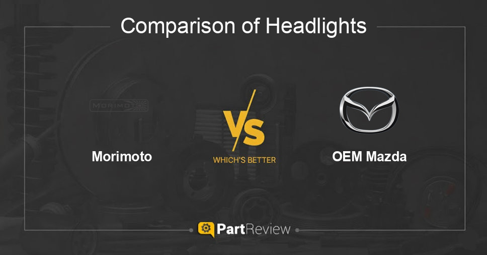 Comparison of headlights Morimoto and OEM Mazda