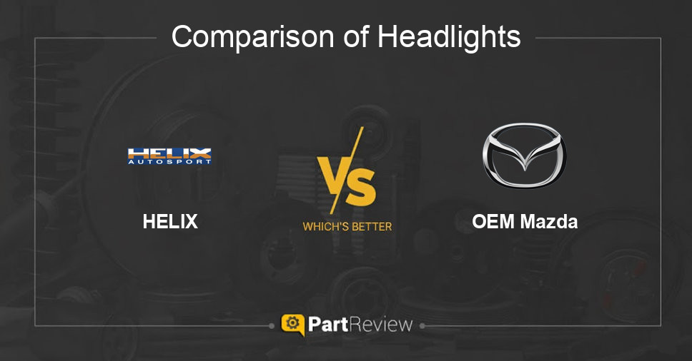 Comparison of headlights HELIX and OEM Mazda