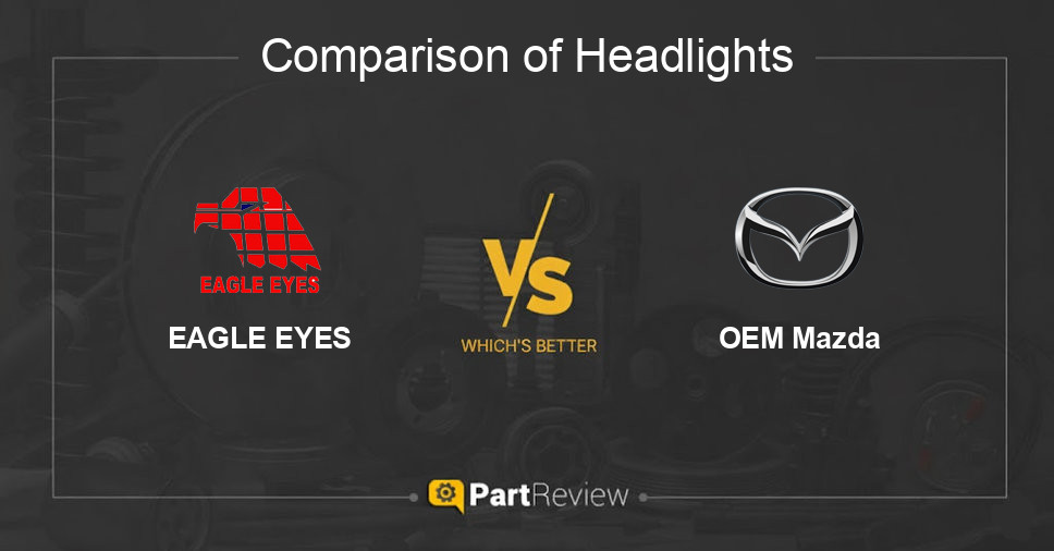 Comparison of headlights EAGLE EYES and OEM Mazda